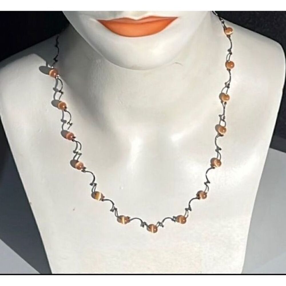 Bundle Sale 3 for $15 | Delicate Peach Drop Bead Necklace with Two Tone Beads